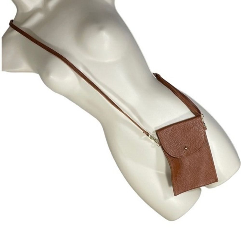 cell Phone Crossbody Bag Brown Pebbled Leather Stud Jesse & Co LN - Picture 2 of 7